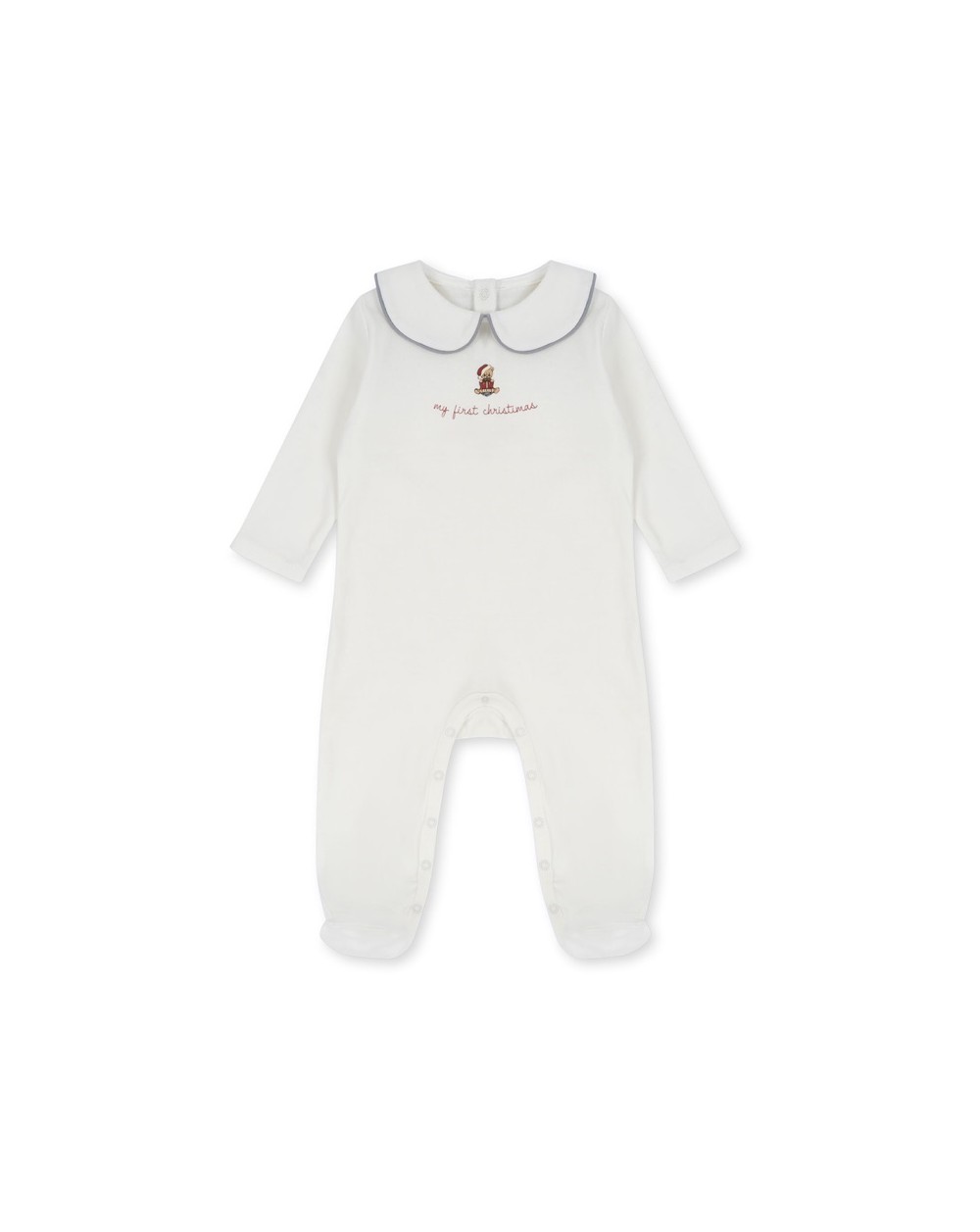 Konges Slojd - Pyjama Coton bio - Col claudine - My first Christmas - Blanc